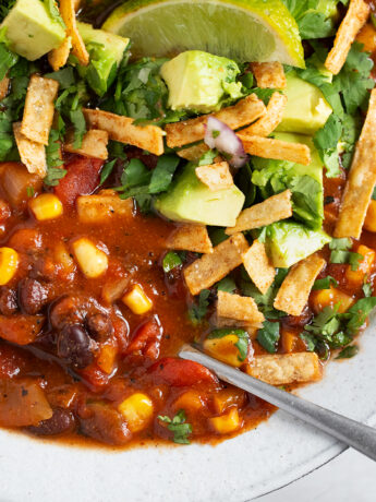 Southwest black bean and corn chili.