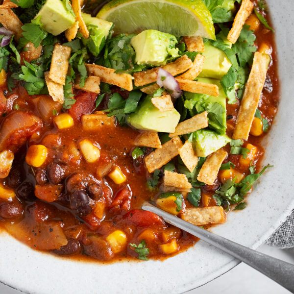 Southwest black bean and corn chili.