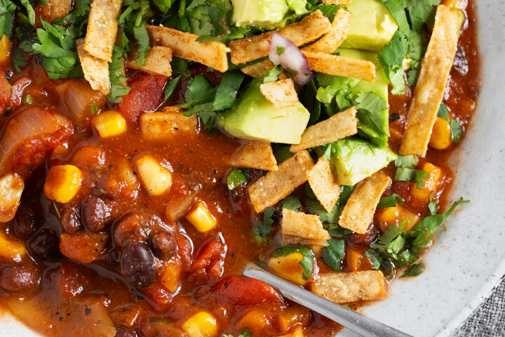Southwest black bean and corn chili.