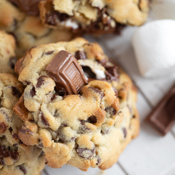 S'mores cookies on a serving board.
