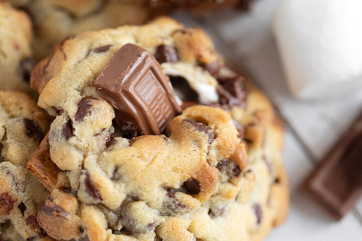 S'mores cookies on a serving board.
