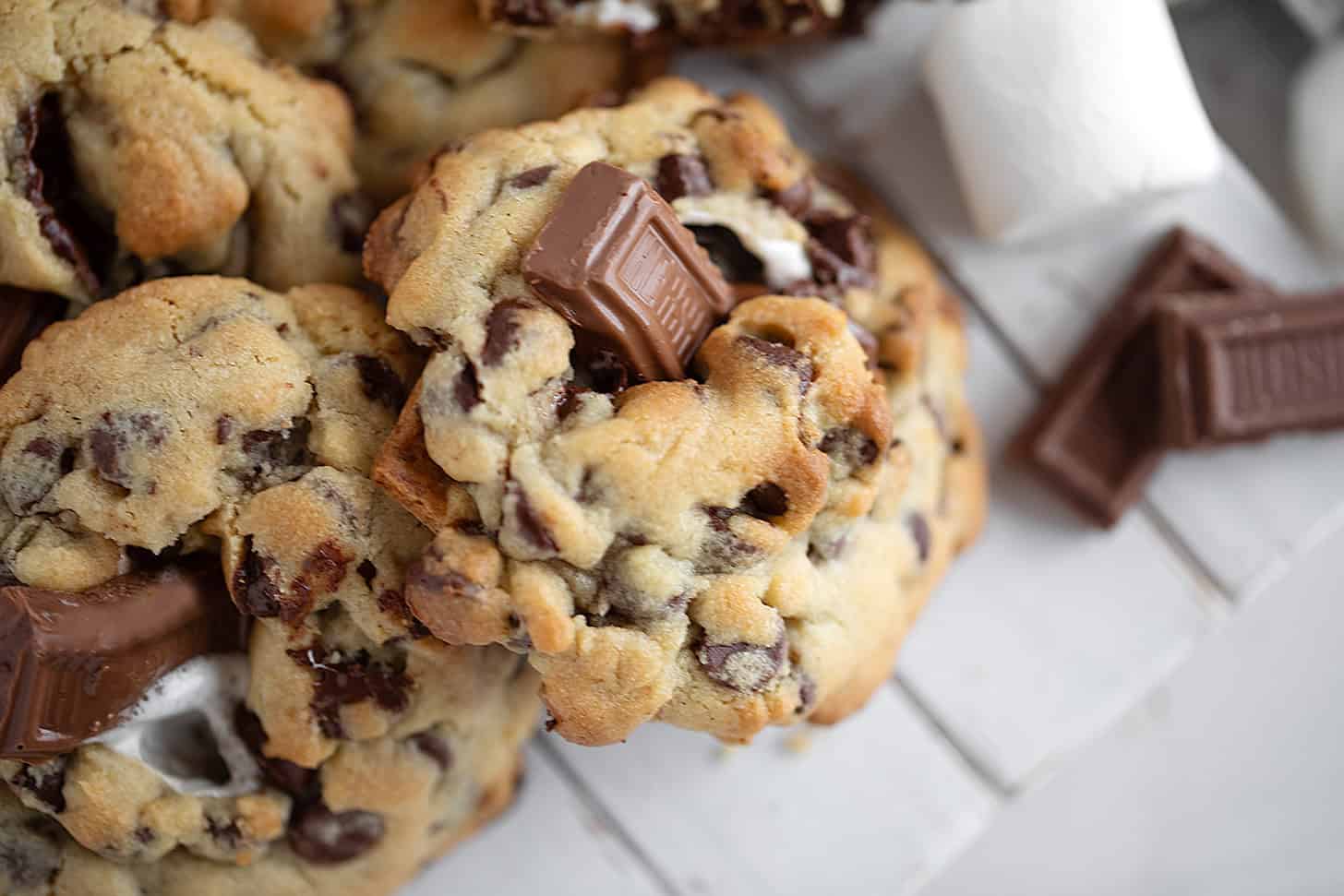 S'mores cookies on a serving board.