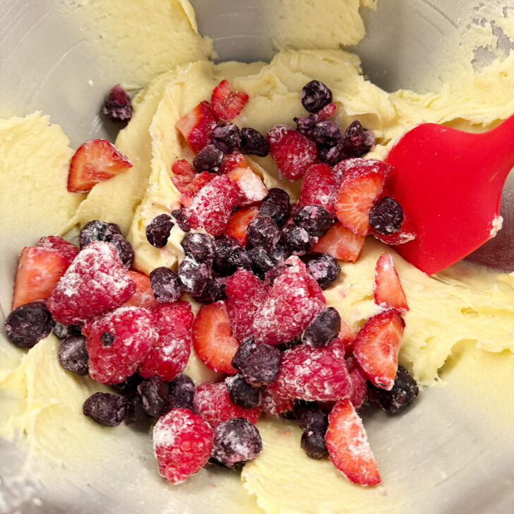 Berries added to the finished batter.