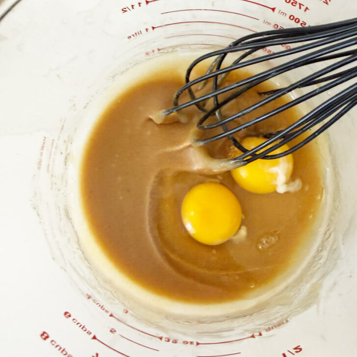 Eggs added to the butter tart filling.