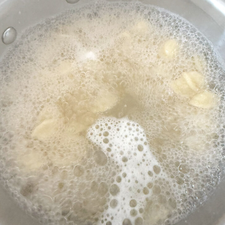 Orecchiette cooking in boiling water.