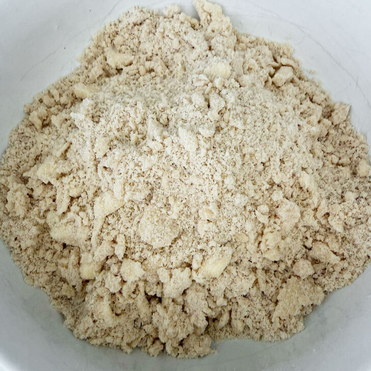 Prepared crumb topping in a small bowl.