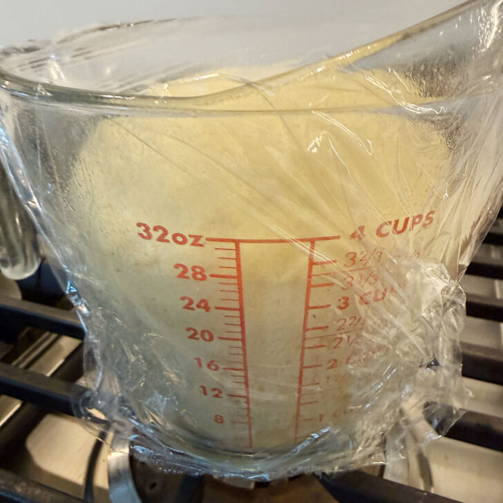 Kuchen dough after rising.