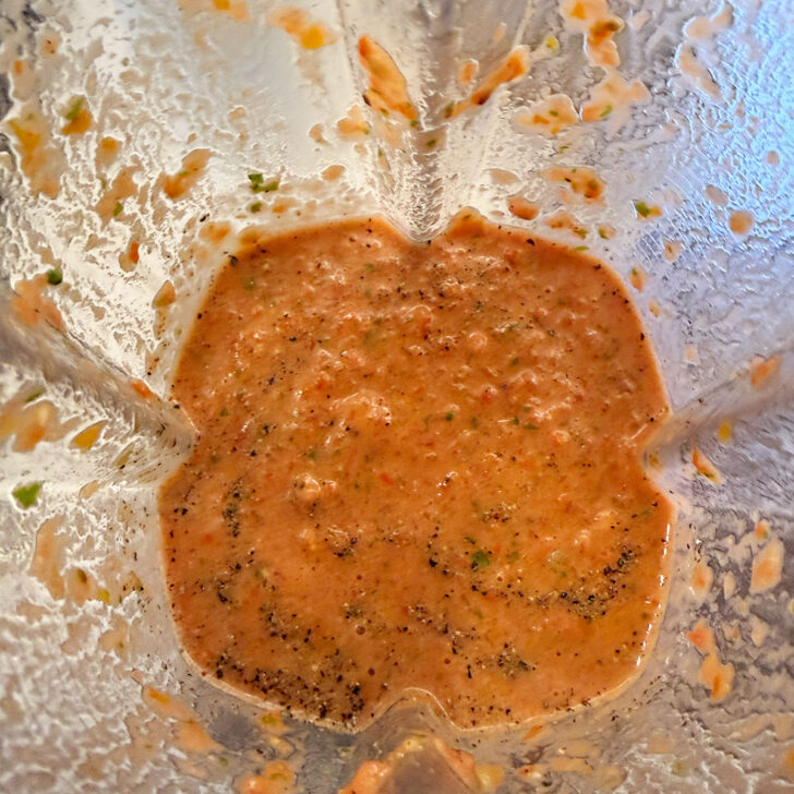 Cherry tomato sauce after blending.
