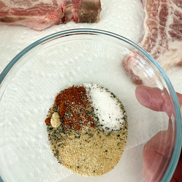 Spice rub for the pork chops in a small bowl.